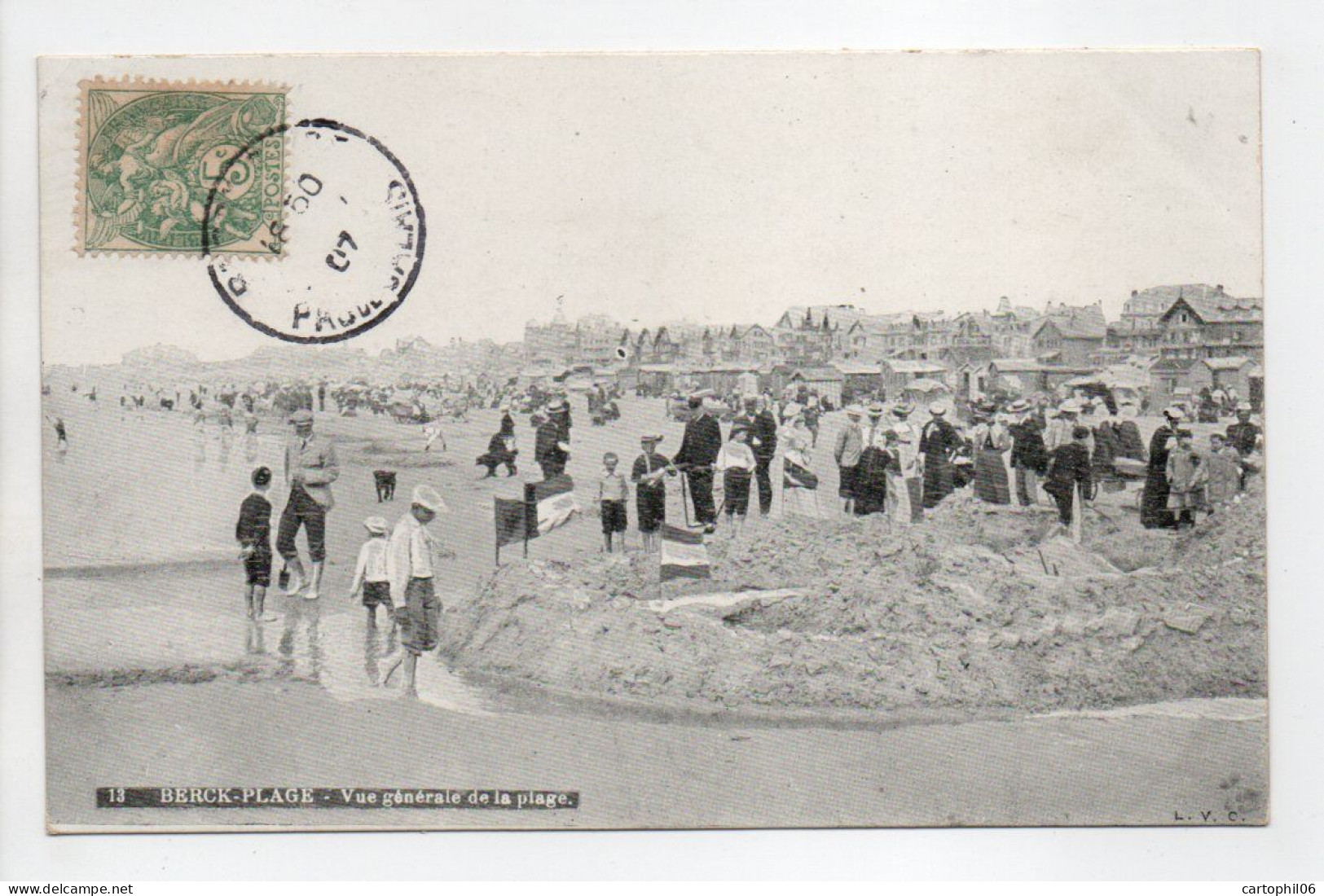 - CPA BERCK-PLAGE (62) - Vue Générale De La Plage 1907 (belle Animation) - Photo L. V. C. N° 13 - - Berck