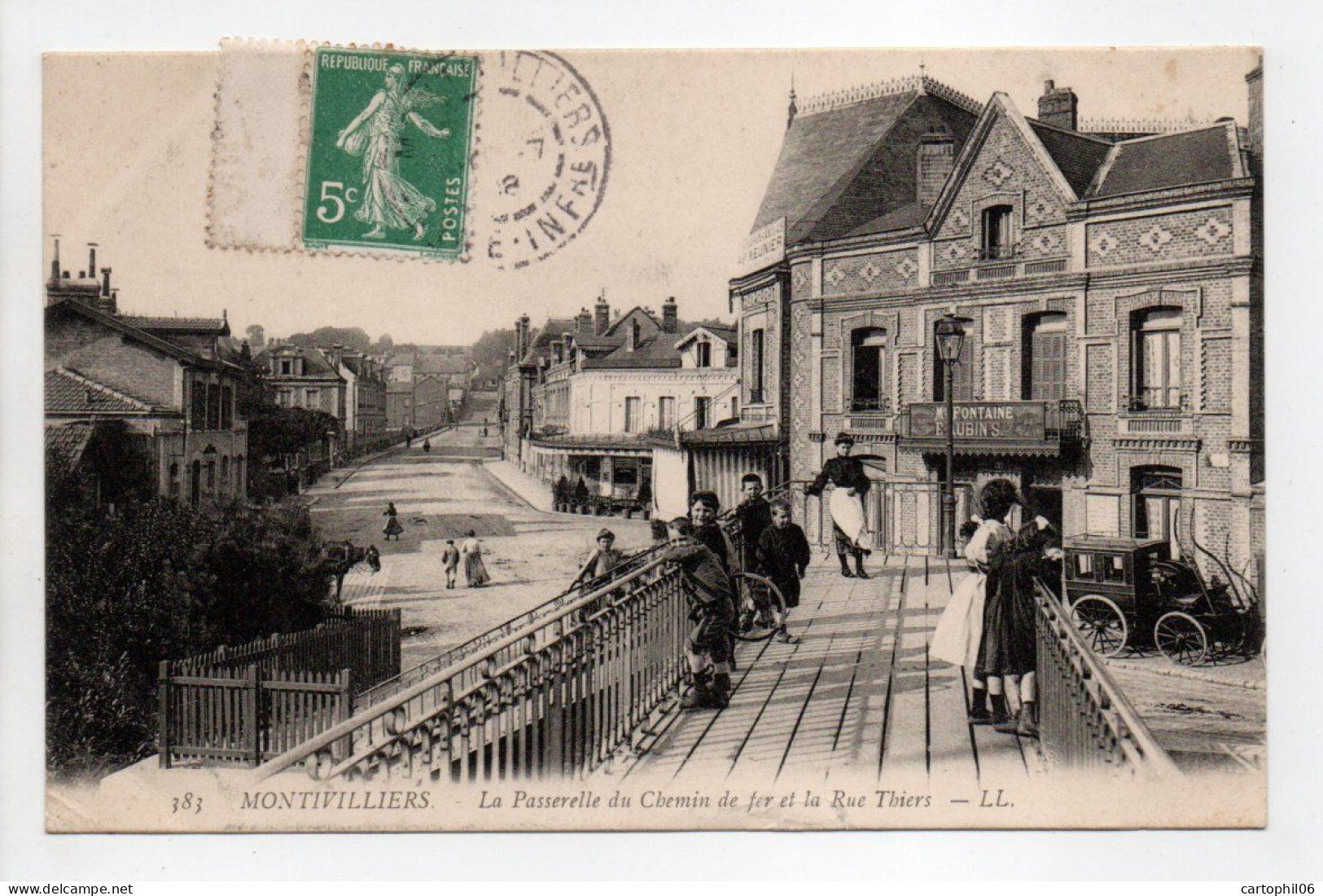 - CPA MONTIVILLIERS (76) - La Passerelle Du Chemin De Fer Et La Rue Thiers 1908 (belle Animation) - Editions Lévy 383 - - Montivilliers