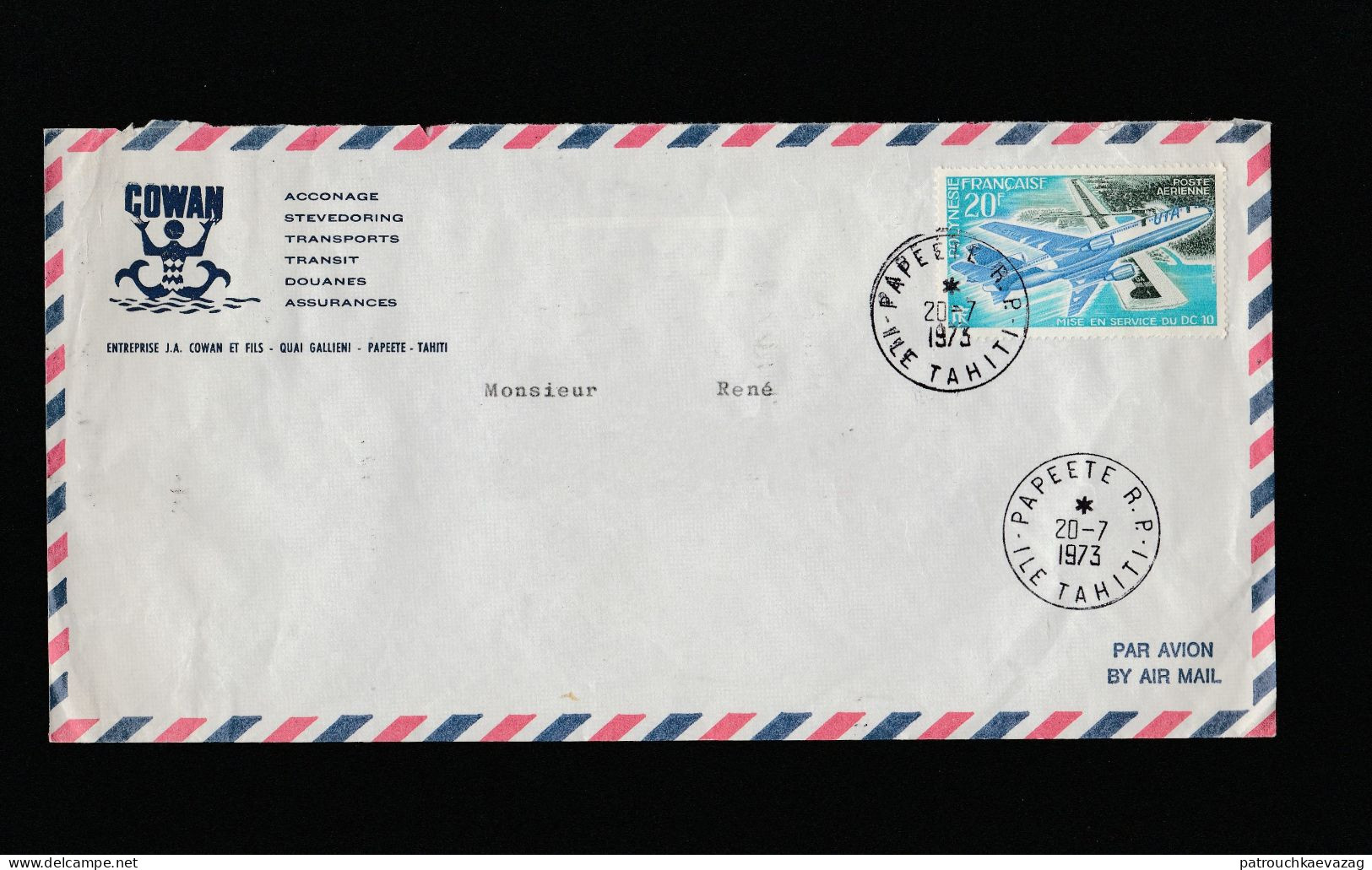 Polynésie Française YT PA 74- 1er Jour Mise En Service DC 10 - 18 Mai 1973 - FDC - Used Stamps