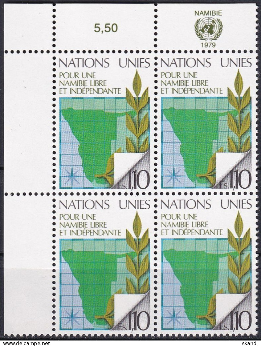 UNO GENF 1979 Mi-Nr. 85 Eckrand-Viererblock ** MNH - Nuevos