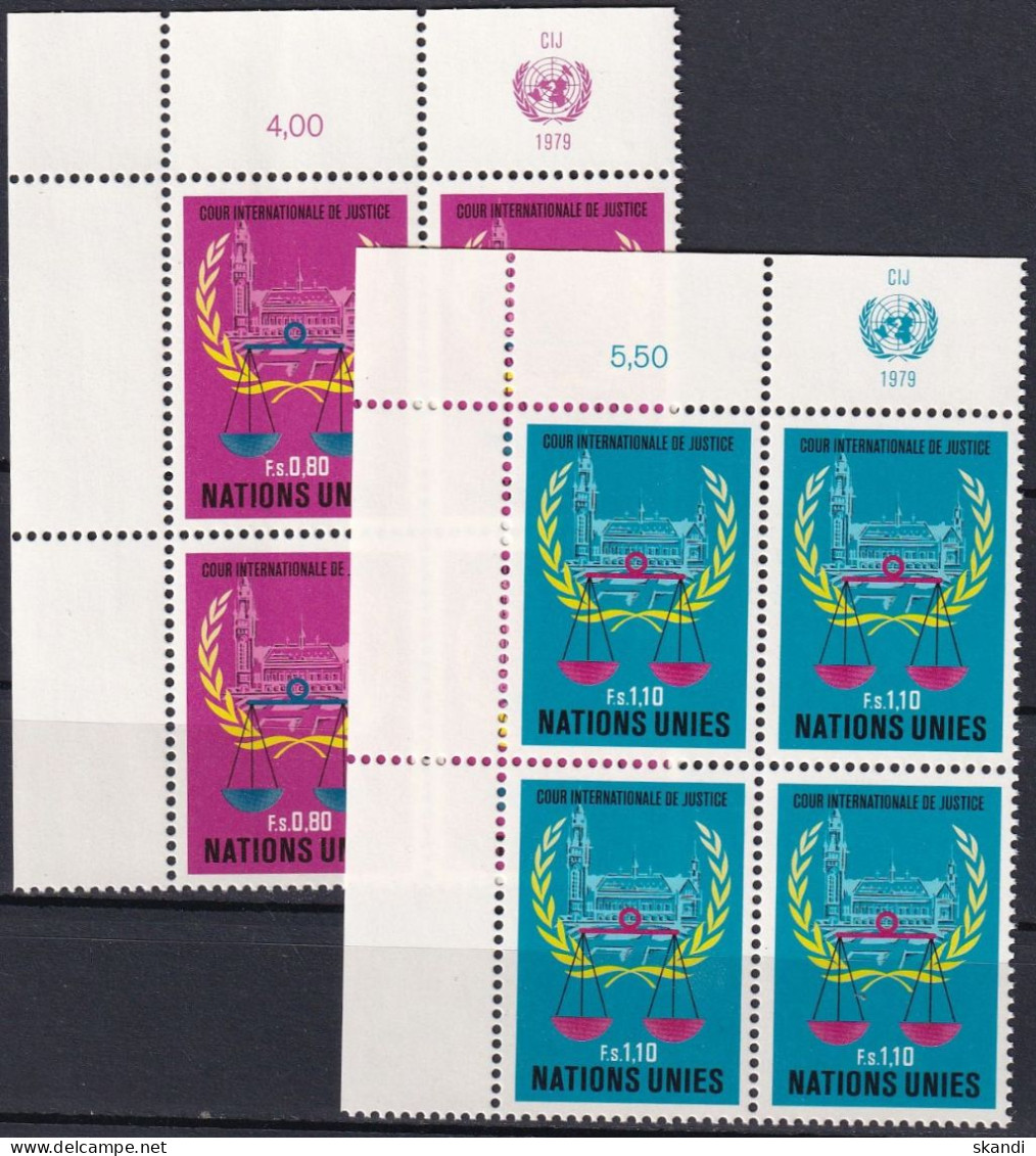 UNO GENF 1979 Mi-Nr. 86/87 Eckrand-Viererblocks ** MNH - Ongebruikt