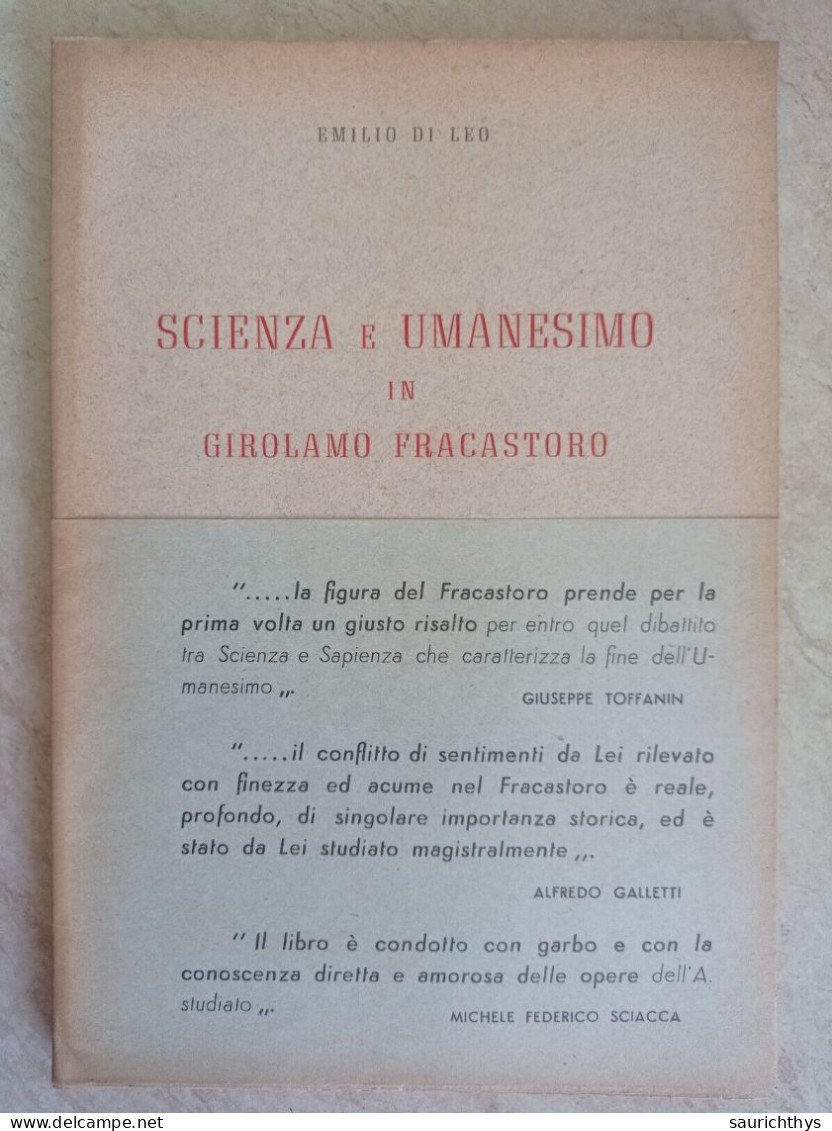 Emilio Di Leo Scienza E Umanesimo In Girolamo Fracastoro Spadafora Salerno 1953 - Histoire, Biographie, Philosophie
