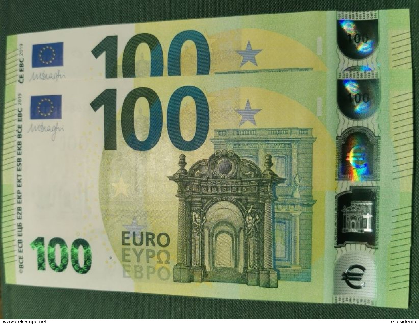 100 EURO SPAIN 2019  DRAGHI V003A1 VA CORRELATIVE COUPLE SC UNCIRCULATED  PERFECT - 100 Euro