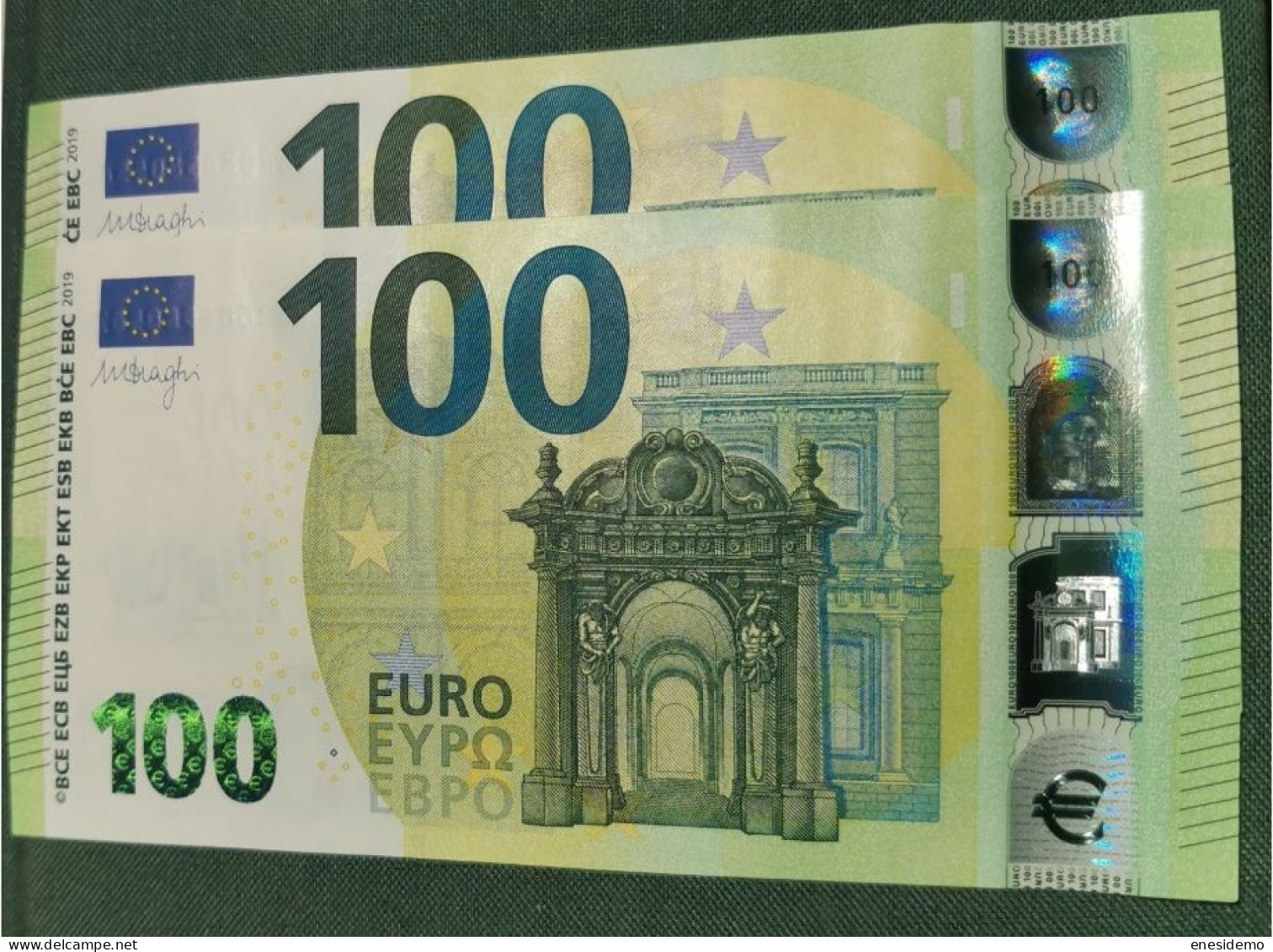 100 EURO SPAIN 2019  DRAGHI V003A1 VA CORRELATIVE COUPLE SC UNCIRCULATED  PERFECT - 100 Euro