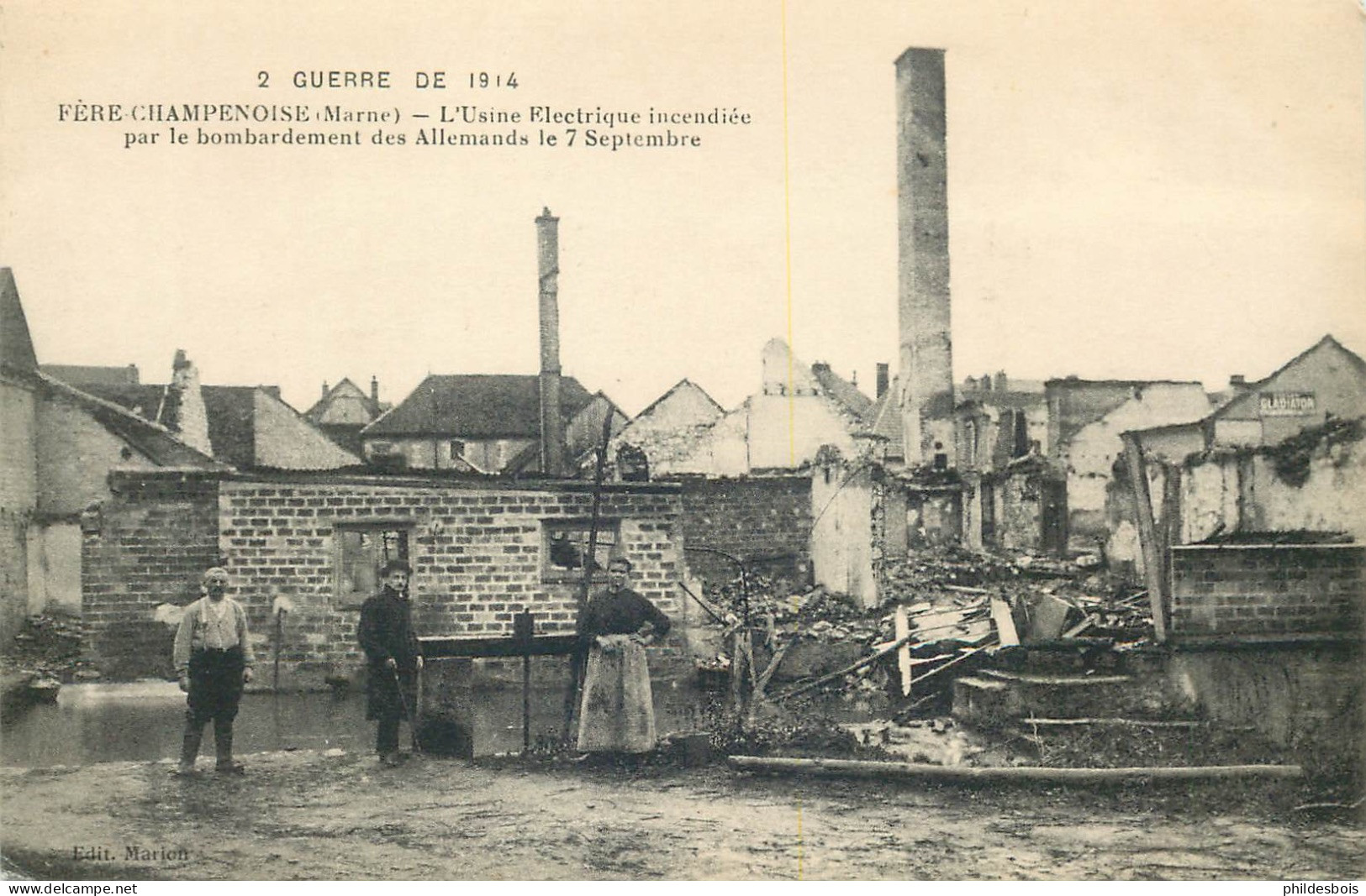 MARNE  FERE CHAMPENOISE   (  La Guerre En Champagne ) L'usine Electrique Incendiée - Fère-Champenoise