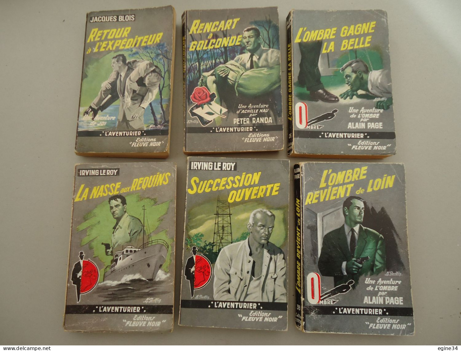 Lot 12 Vol. Editions Fleuve Noir Collection L'Aventurier- Nos 26, 28,34,39,65,66,82,106,118,122,129,134. M .Gourdon G - Loten Van Boeken