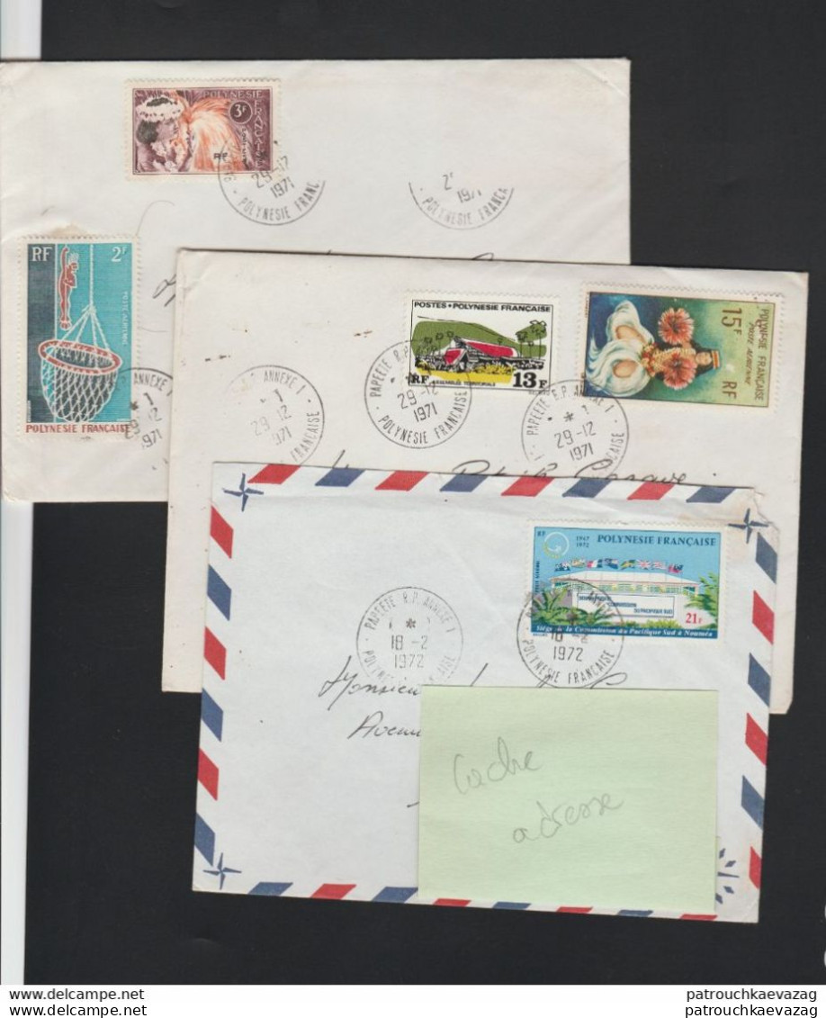 Polynésie Française - 3 Enveloppes Affranchies Avec Timbres De La Polynésie 1971 Et 1972 - Cartas & Documentos