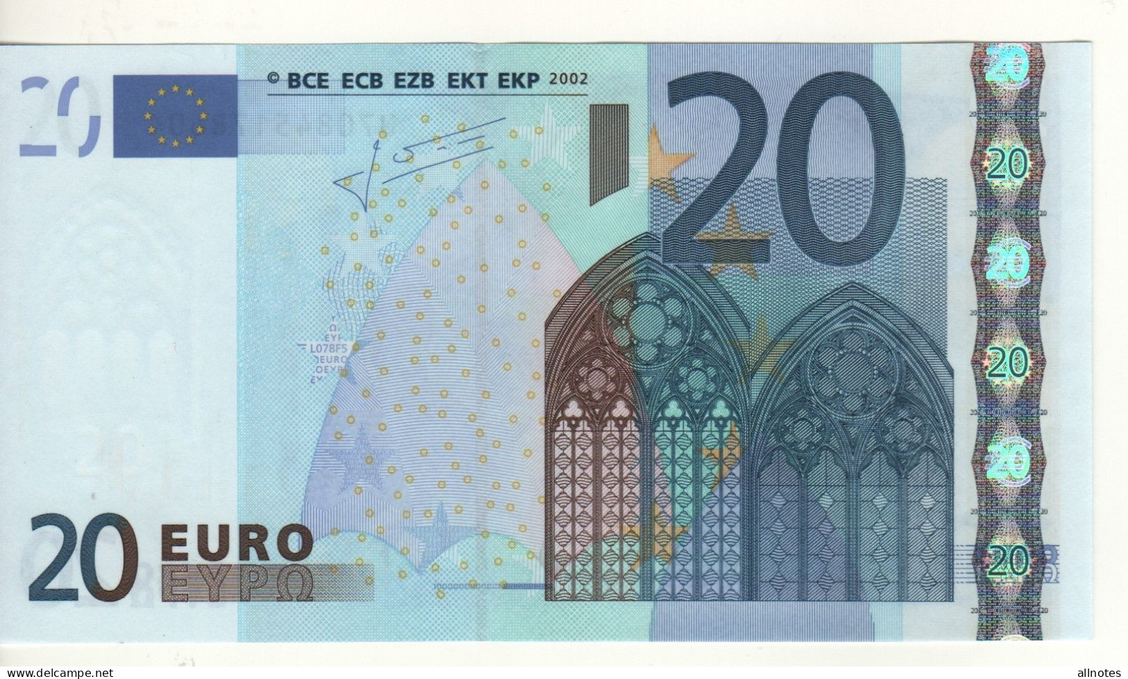 20 EURO  "U"   FRANCIA    Firma Trichet   L 078 F5   Ch. 84   /  FDS - UNC - 20 Euro