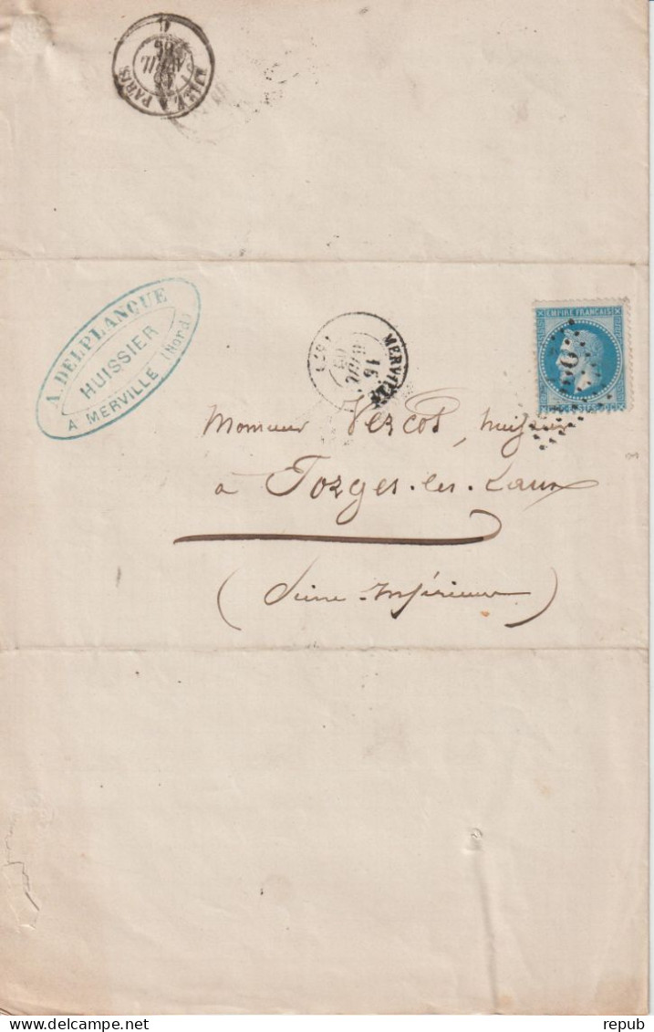 France Lettre 1869 De Merville GC2326 Pour Forges (76) - 1849-1876: Periodo Classico