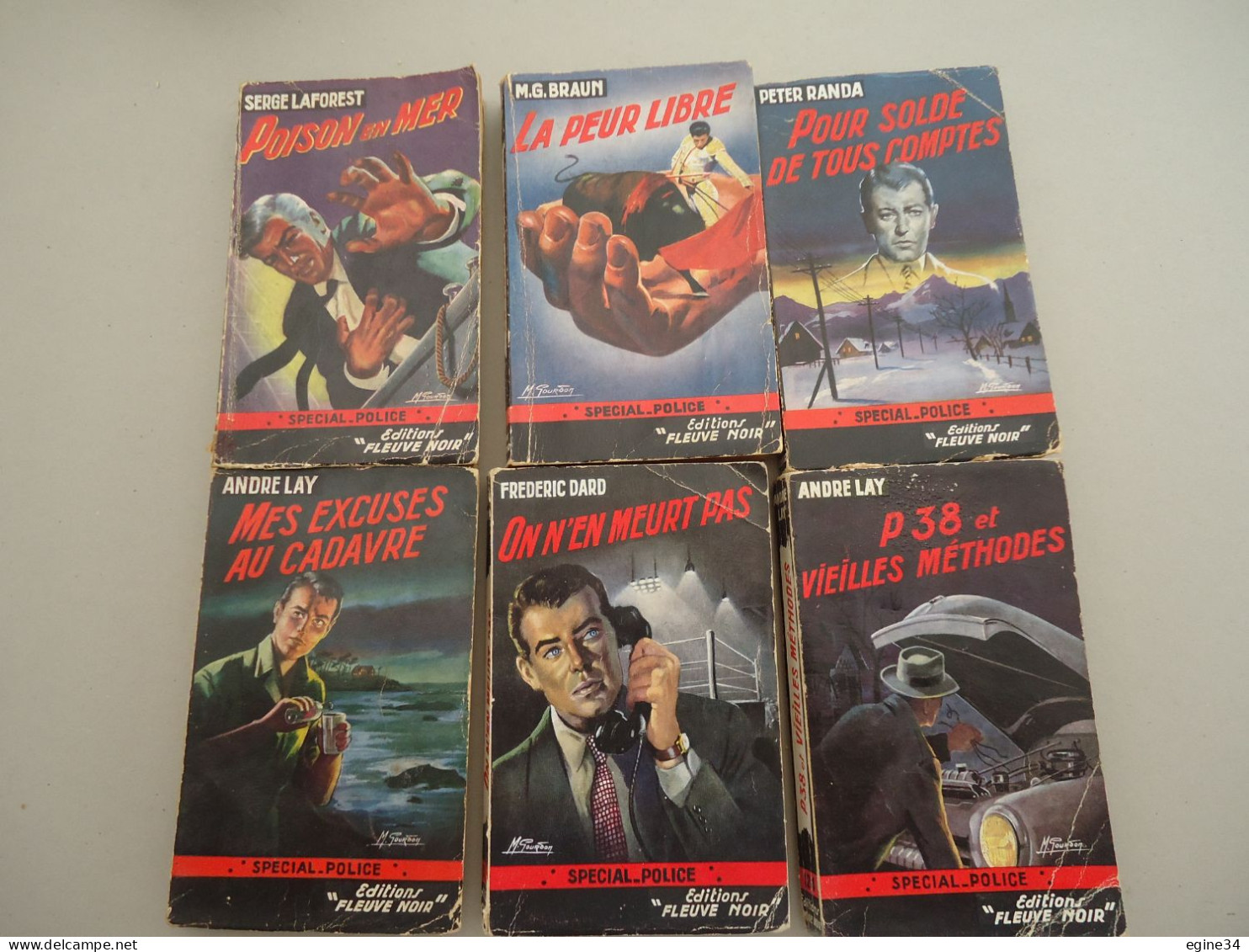 Lot 12 Vol.Editions Fleuve Noir-Spécial Police- Couv.M.Gourdon -nos 42-47-69-72-82-86-89-91-118-119-122-124  M .Gourdon - Wholesale, Bulk Lots