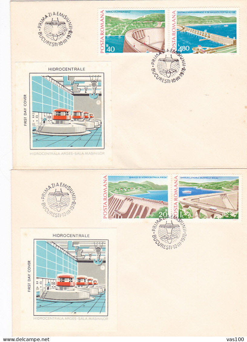 SCIENCE, ENERGY, WATER POWER PLANTS, COVER FDC, 3X, 1978, ROMANIA - Acqua