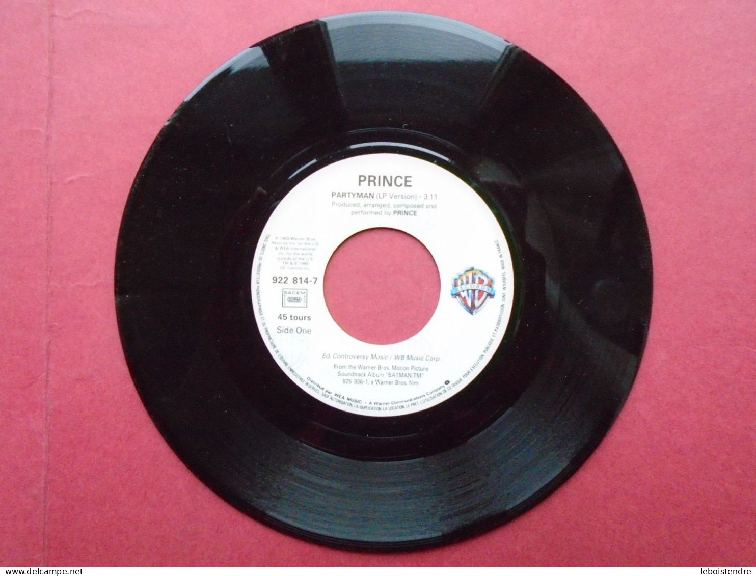 VINYLE 45T SP PRINCE PARTYMAN  922 814-7 SACEM FROM WARNER BROS SOUNDTRACK ALBUM BATMAN FEEL U UP FRANCE - Soundtracks, Film Music