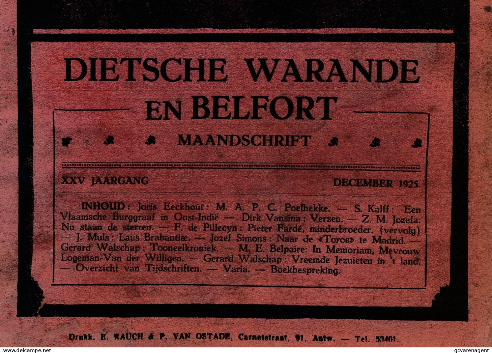 DIETSCHE WARANDE EN BELFORT MAANDSCHRIFT  DEC. 25    2 AFBEELDINGEN - Altri & Non Classificati