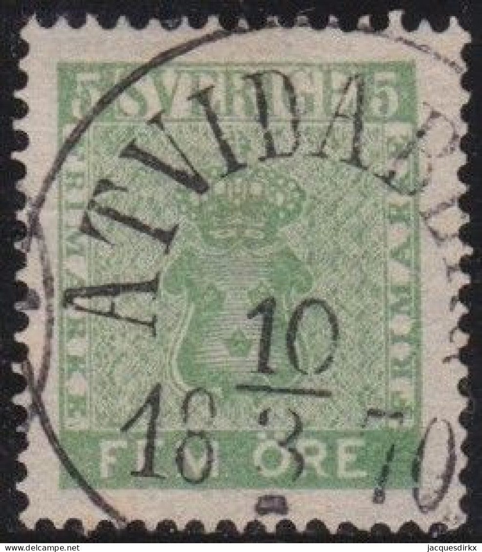 Sweden    .   Y&T     .     6     .     O      .     Cancelled - Used Stamps