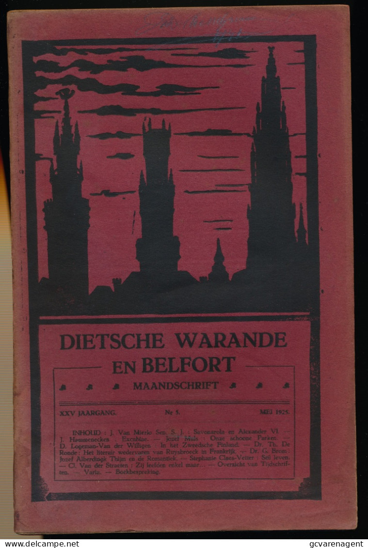 DIETSCHE WARANDE EN BELFORT MAANDSCHRIFT  MEI. 1925    2 AFBEELDINGEN - Altri & Non Classificati