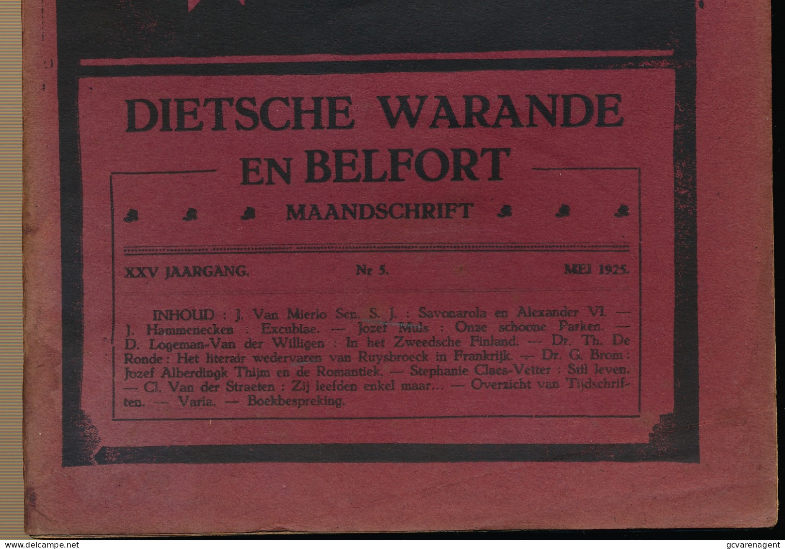 DIETSCHE WARANDE EN BELFORT MAANDSCHRIFT  MEI. 1925    2 AFBEELDINGEN - Sonstige & Ohne Zuordnung