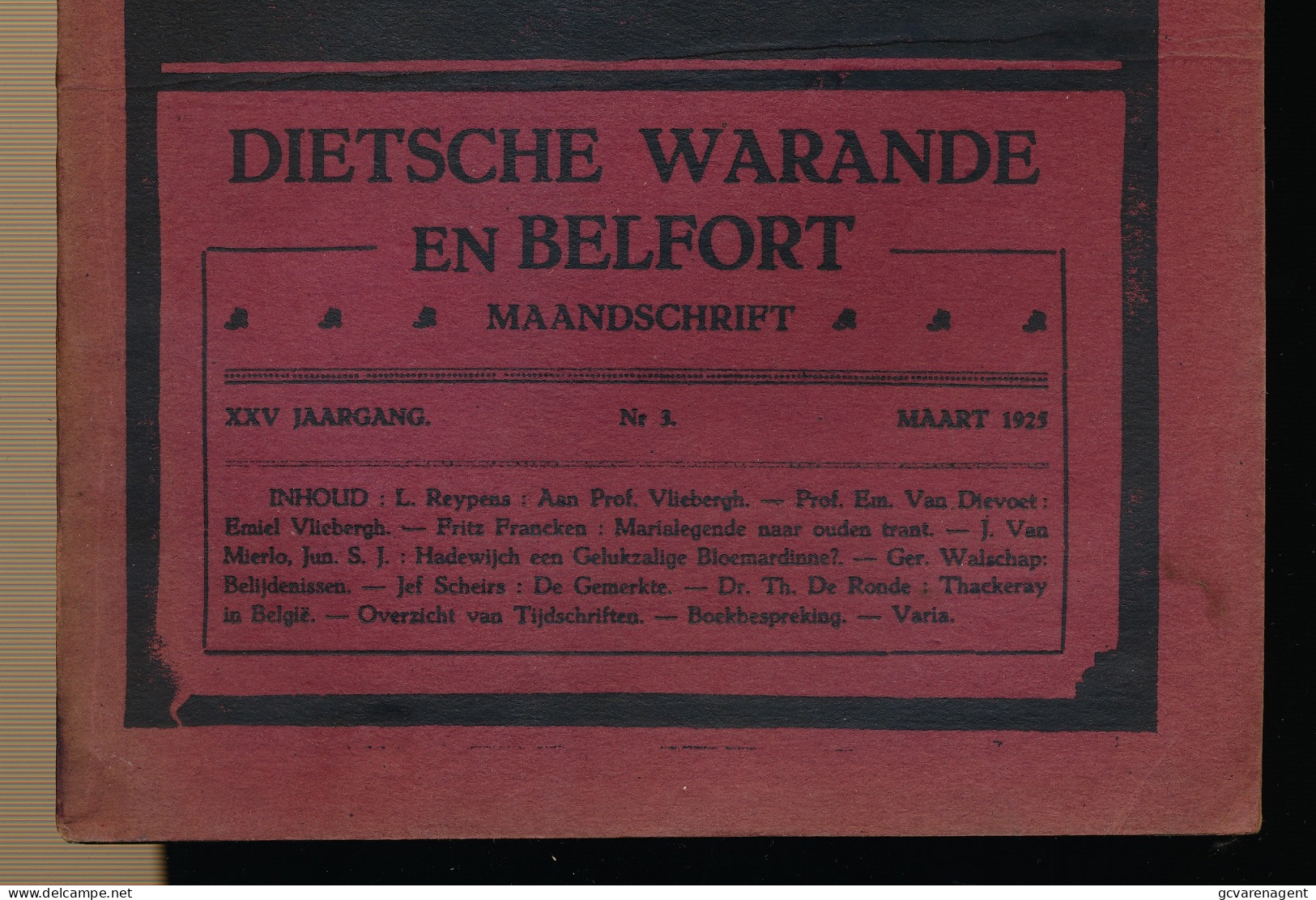 DIETSCHE WARANDE EN BELFORT MAANDSCHRIFT  MAART 1925    2 AFBEELDINGEN - Sonstige & Ohne Zuordnung