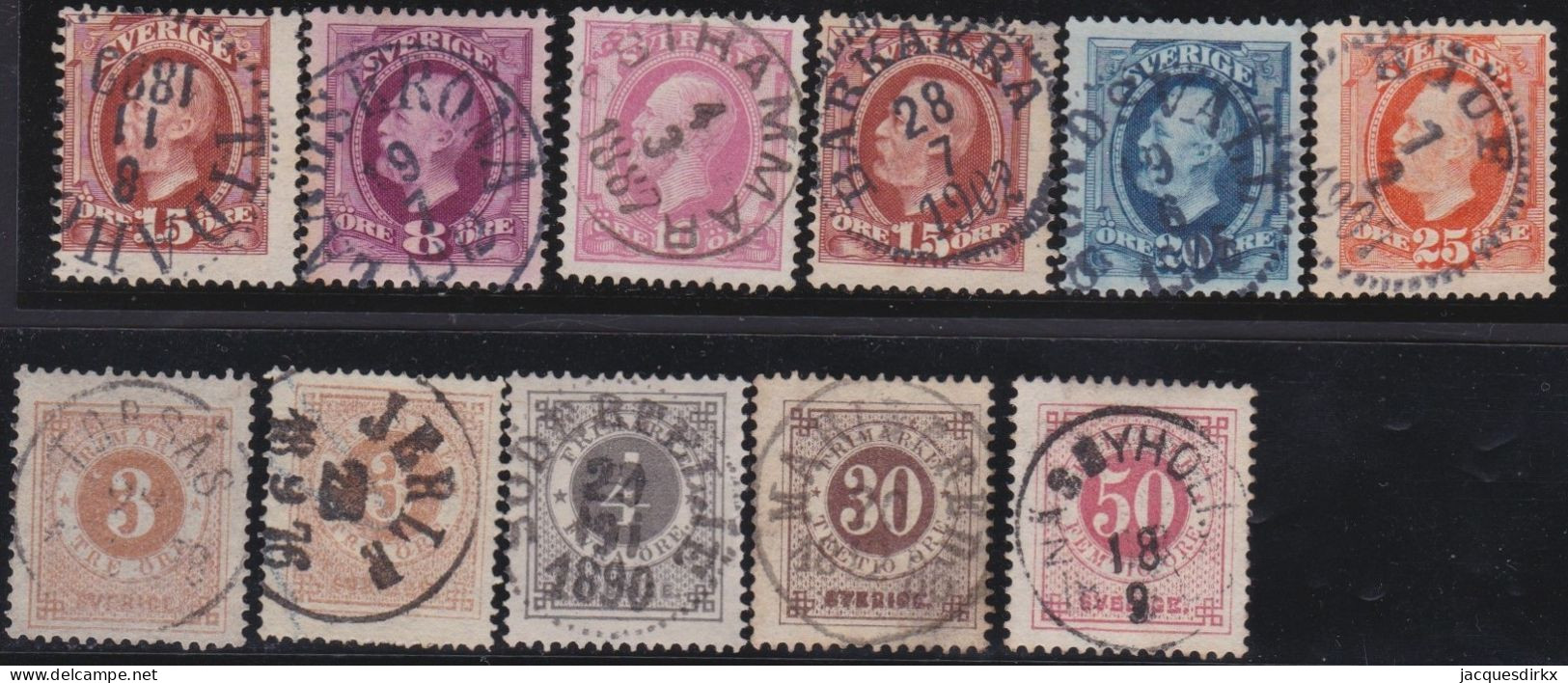 Sweden    .   Y&T     .     11 Stamps     .     O      .     Cancelled - Used Stamps