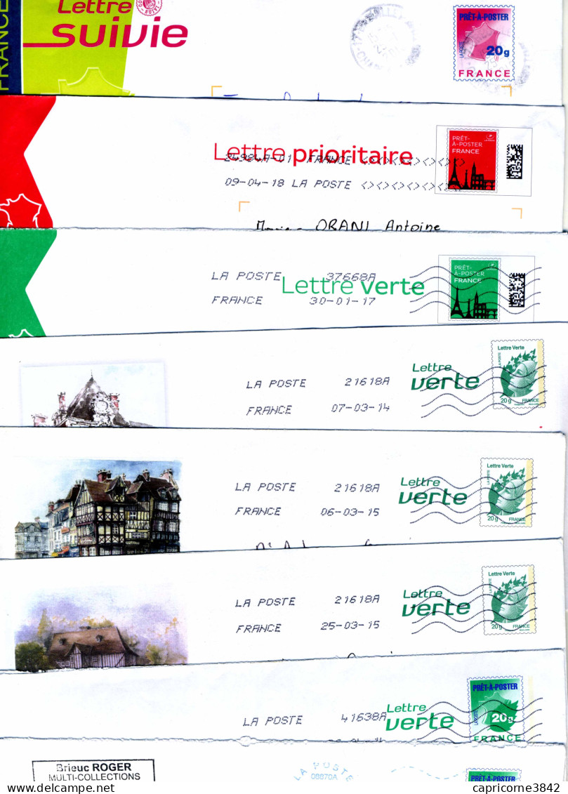 Lot De 11 Enveloppes PRÊT A POSTER Timbres Divers (lettre Verte, Prioritaire Ou Suivie) - Listos A Ser Enviados: Otros (1995-...)