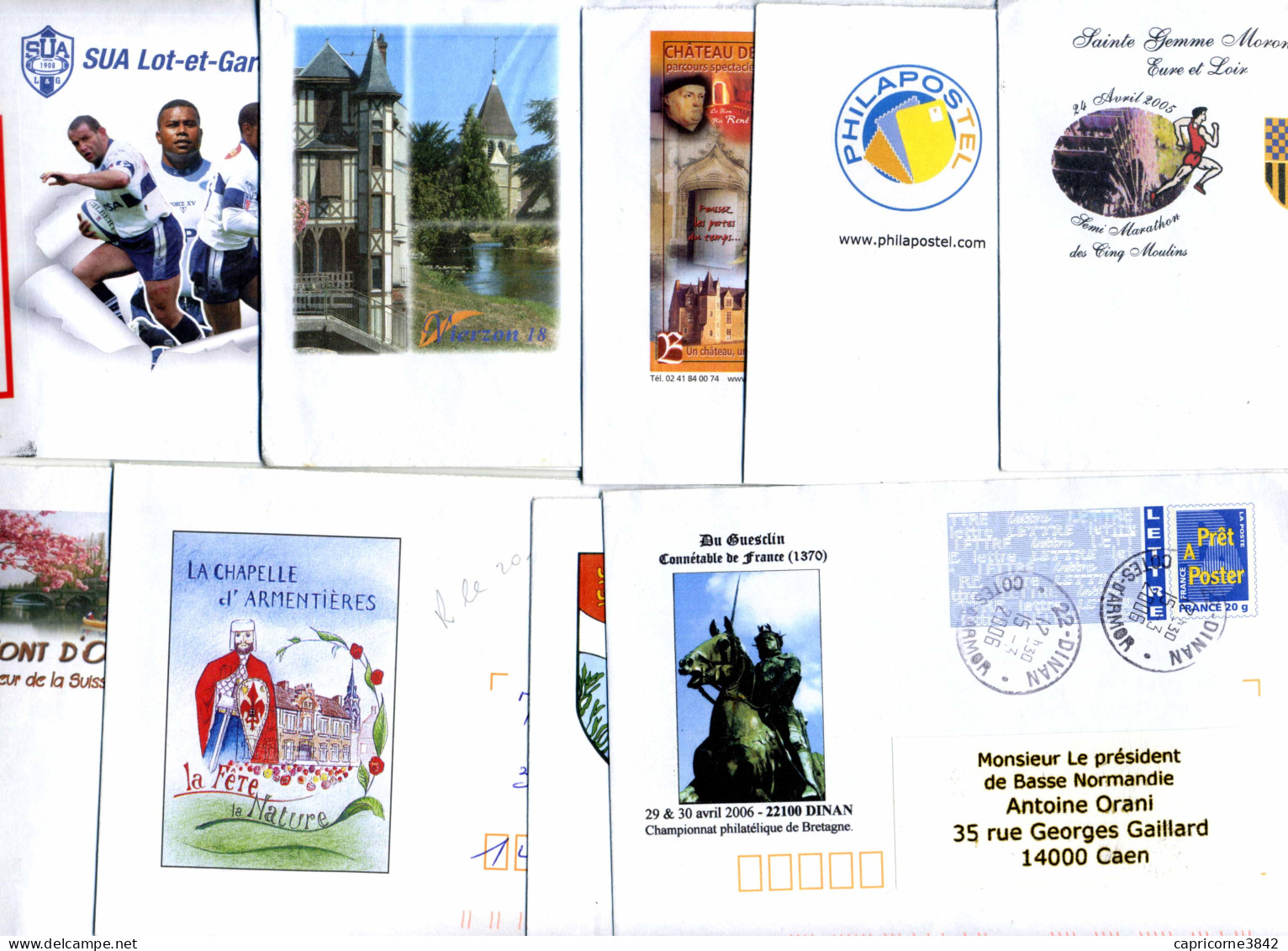 Lot De 9 Entiers Postaux PRETS A POSTER - Repiquages Divers - Timbres Logo  Bleu - 20 Gr - Prêts-à-poster:Overprinting/Blue Logo