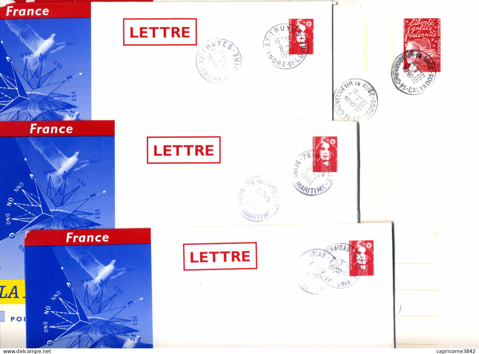 Lot Entiers Postaux  4 Enveloppes Cartonnées - 1 Format 33x25 Timbre Luquet +  3 Format 23x16 Timbre Briat - Prêts-à-poster:  Autres (1995-...)