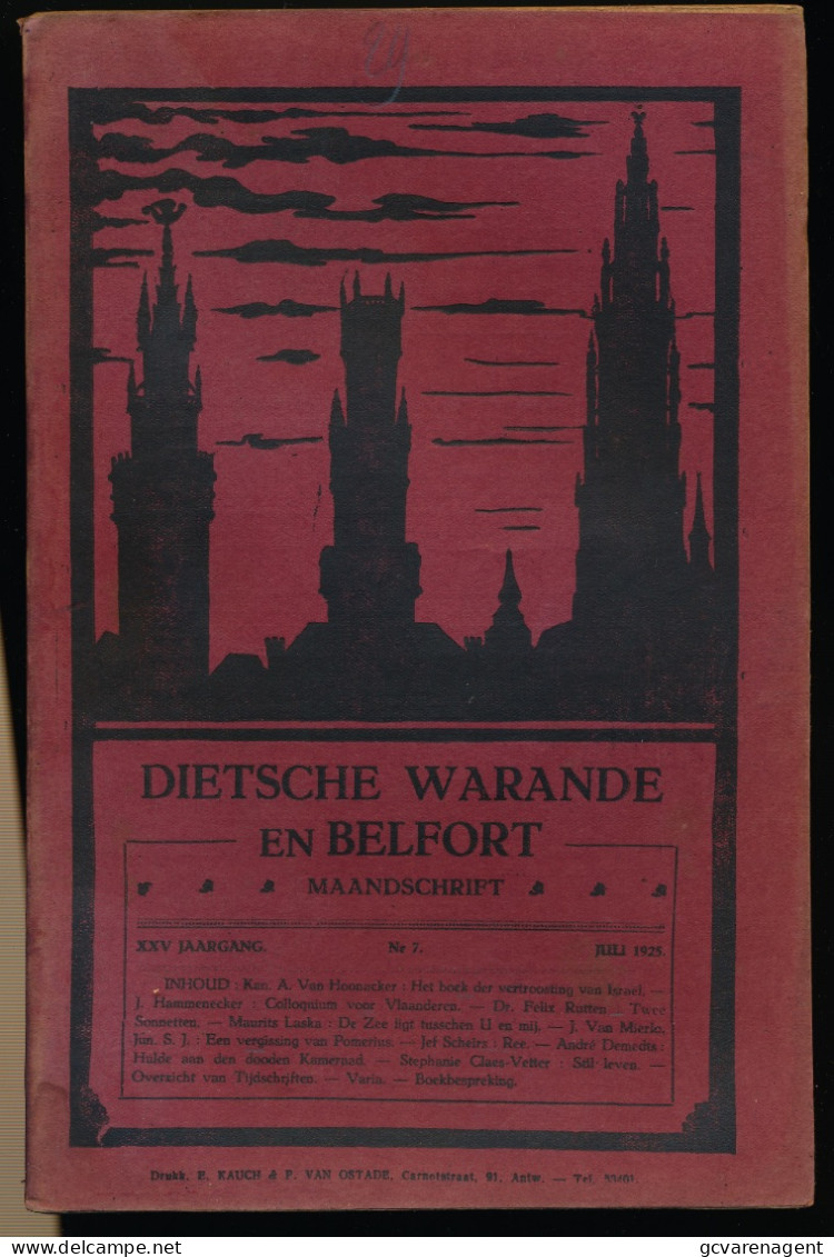 DIETSCHE WARANDE EN BELFORT MAANDSCHRIFT  JULI 1925    2 AFBEELDINGEN - Otros & Sin Clasificación