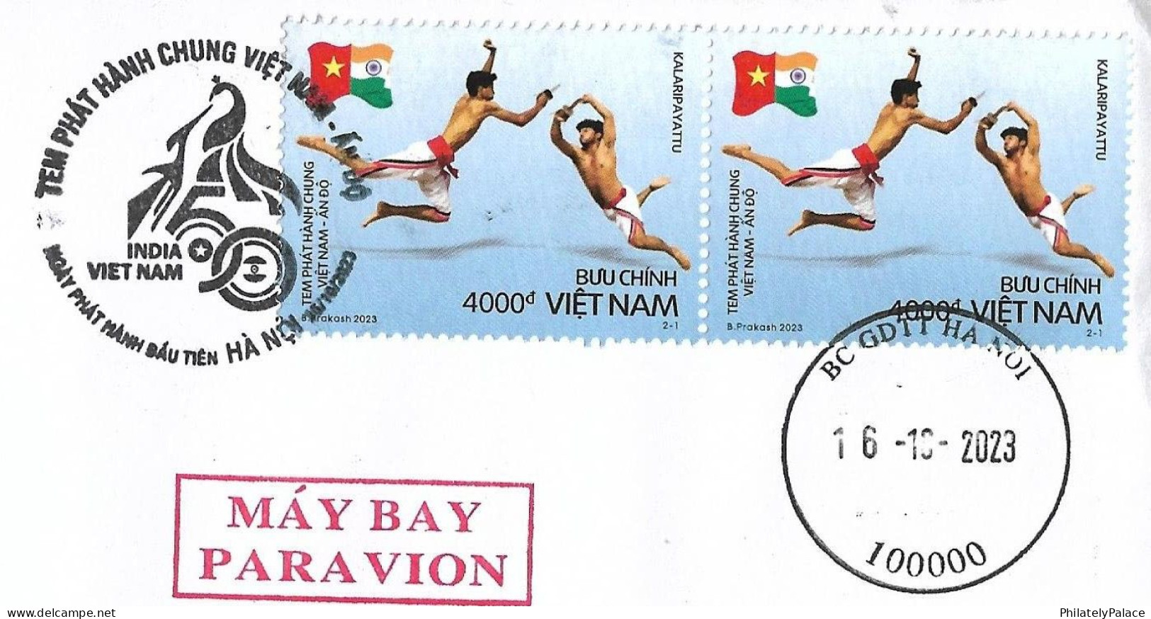 Vietnam India 2023 Joint Issue,Vovinam, Kalarippayattu, Martial Arts, Flag, Sports,First Cover To India(**) Inde Indien - Gezamelijke Uitgaven