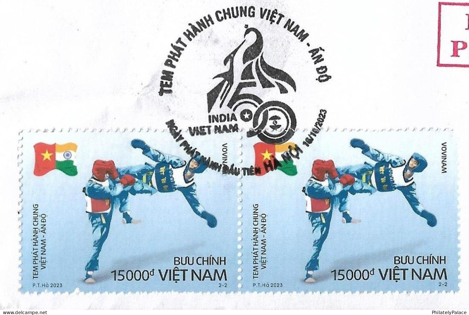 Vietnam India 2023 Joint Issue,Vovinam, Kalarippayattu, Martial Arts, Flag, Sports,First Cover To India(**) Inde Indien - Gezamelijke Uitgaven