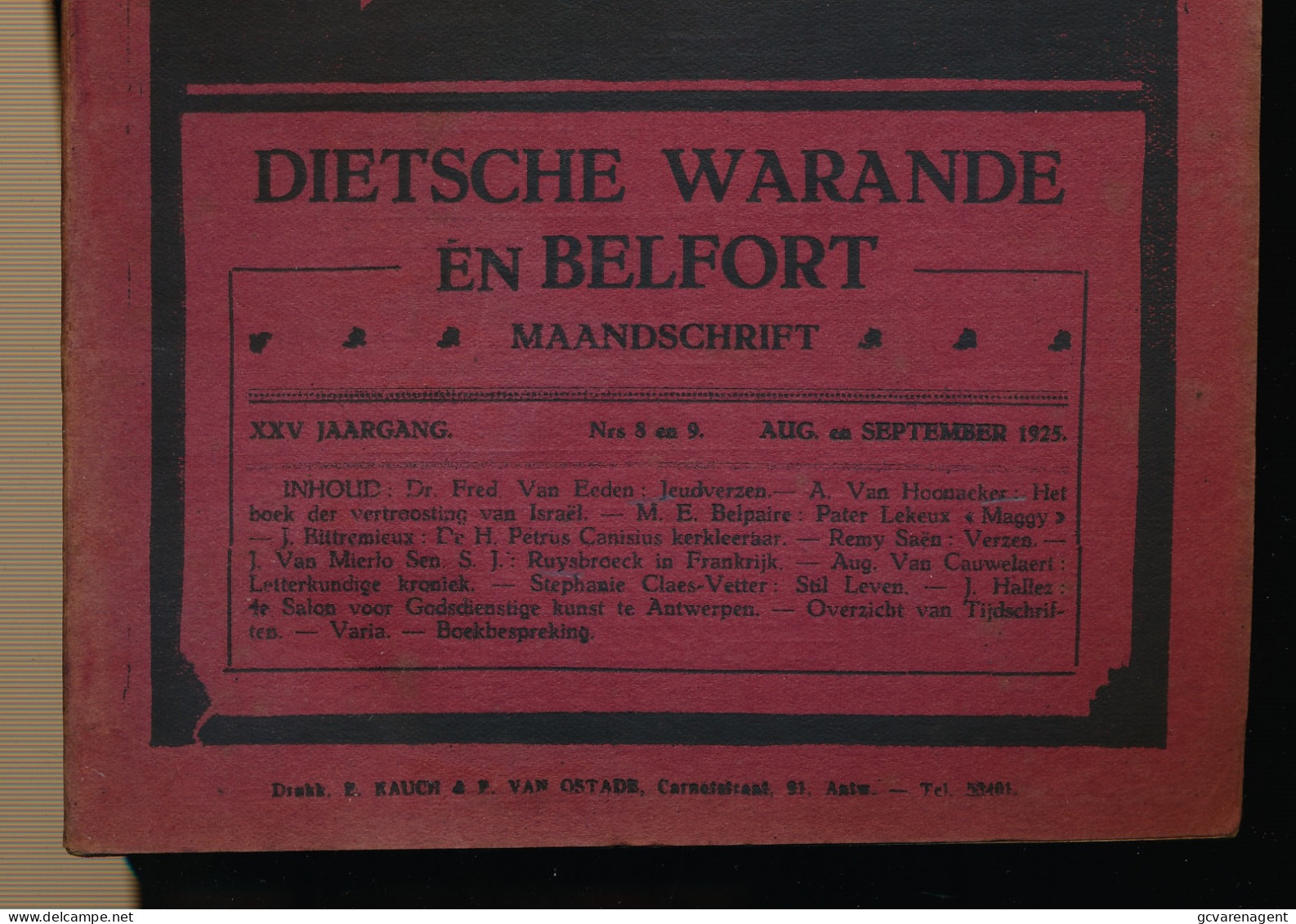 DIETSCHE WARANDE EN BELFORT MAANDSCHRIFT  AUG & SEPT 25    2 AFBEELDINGEN - Andere & Zonder Classificatie