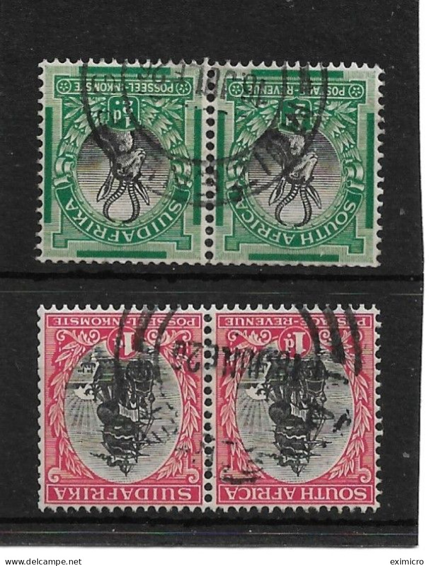 SOUTH AFRICA 1926 - 1927 ½d, 1d In Bilingual Pairs WATERMARK INVERTED SG 30cw, 31dw PERF 14½ X 14 FINE USED Cat £11+ - Used Stamps