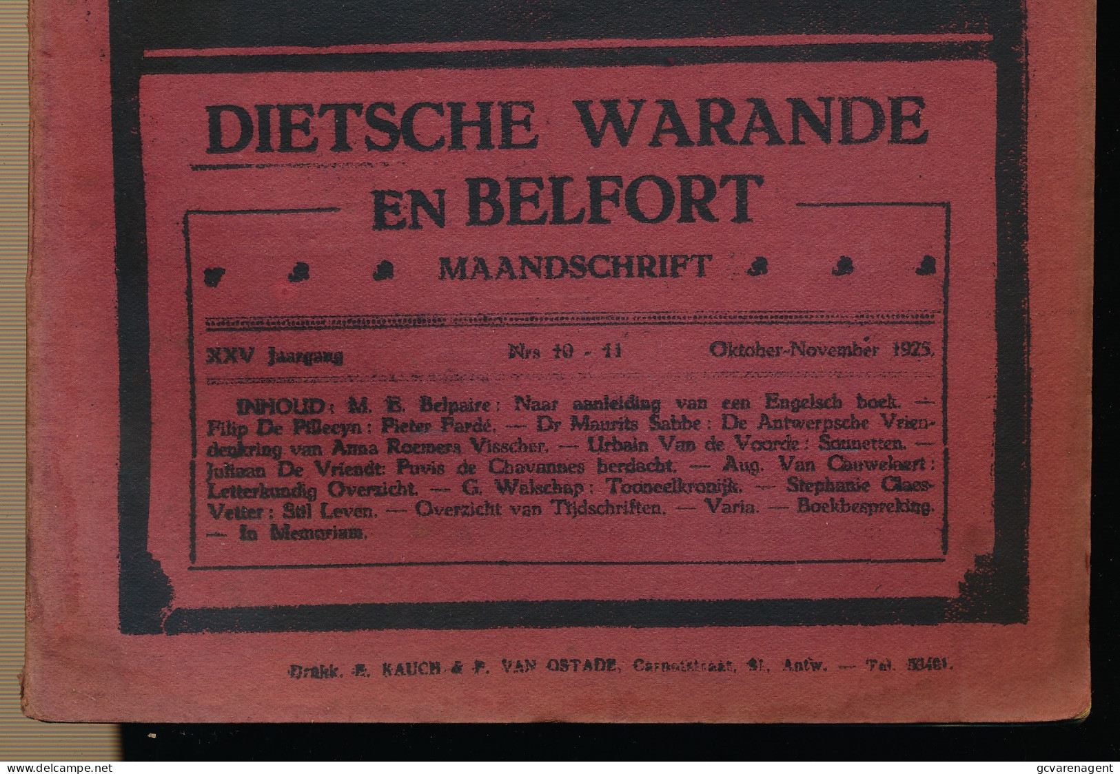 DIETSCHE WARANDE EN BELFORT MAANDSCHRIFT  OKT & NOV 25    2 AFBEELDINGEN - Sonstige & Ohne Zuordnung