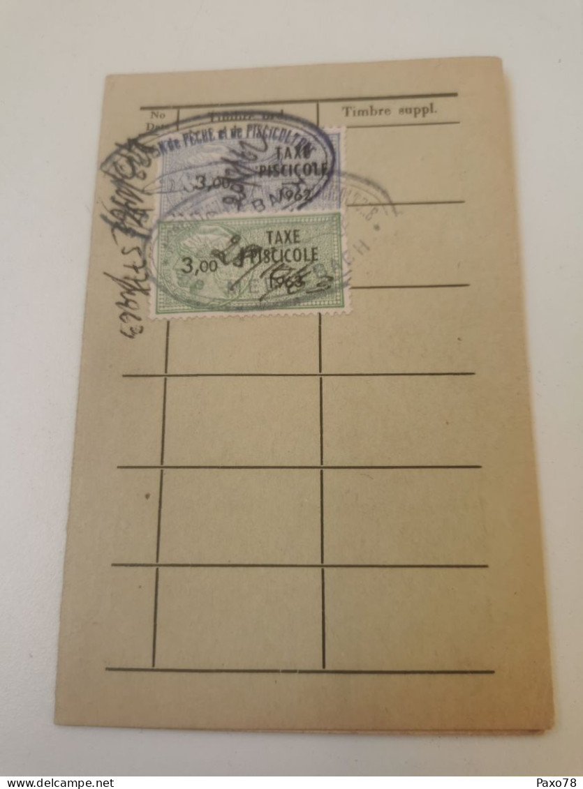 Carte De Membre, Association De Pêche Et De Pisciculture Merlebach 1957. Timbres Taxe Piscicole - 1859-1959 Oblitérés