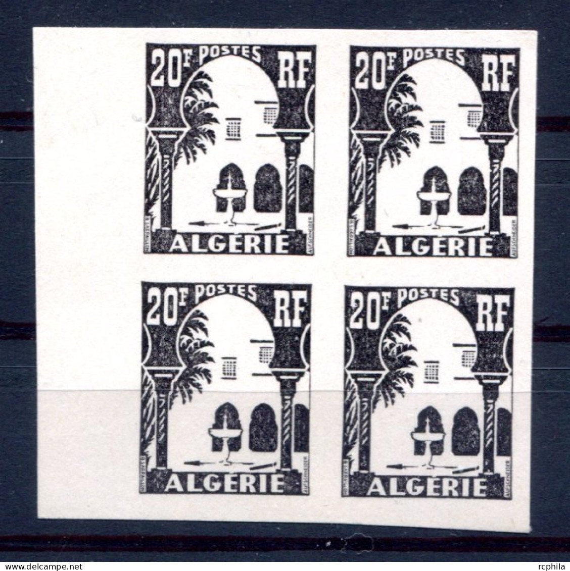 RC 26379 ALGERIE N° 341 - 20f MUSÉE DU BARDO ESSAI EN NOIR NON DENTELÉ BORD DE FEUILLE NEUF (*) TB - Unused Stamps