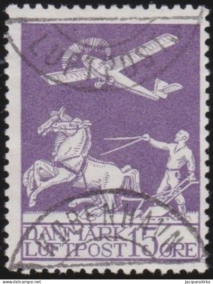 Denmark      .   Y&T     .     Airmail  2  (2 Scans)      .     O      .     Cancelled - Poste Aérienne