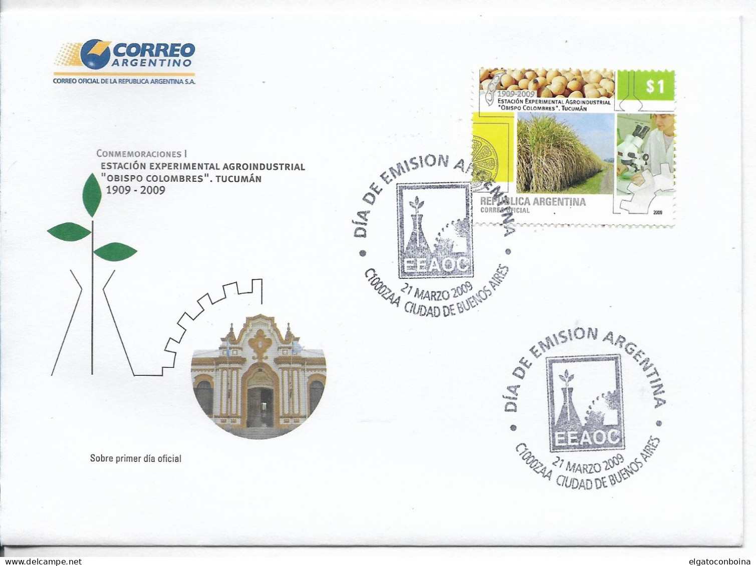 ARGENTINA 2009 AGRO INDUSTRIAL EXPERIMENTAL STATION FIRST DAY COVER FDC - Covers & Documents