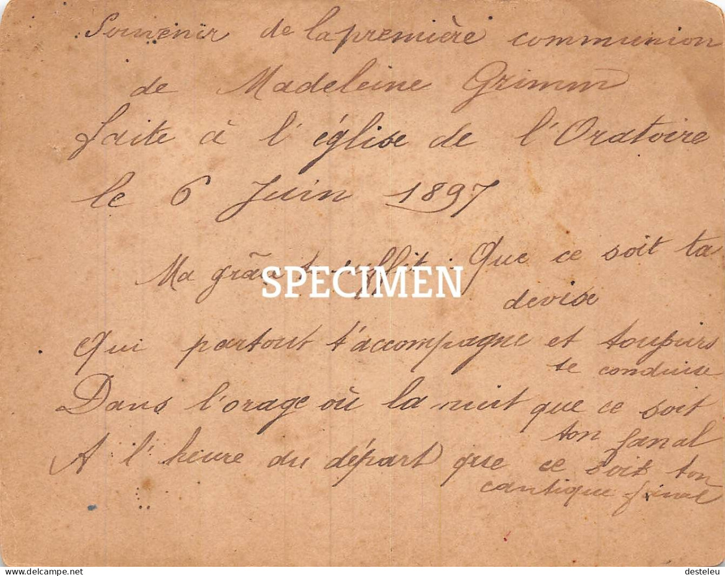 Souvenir De La Première Communion De Madeleine Grimm 1897 - Boat - Communion