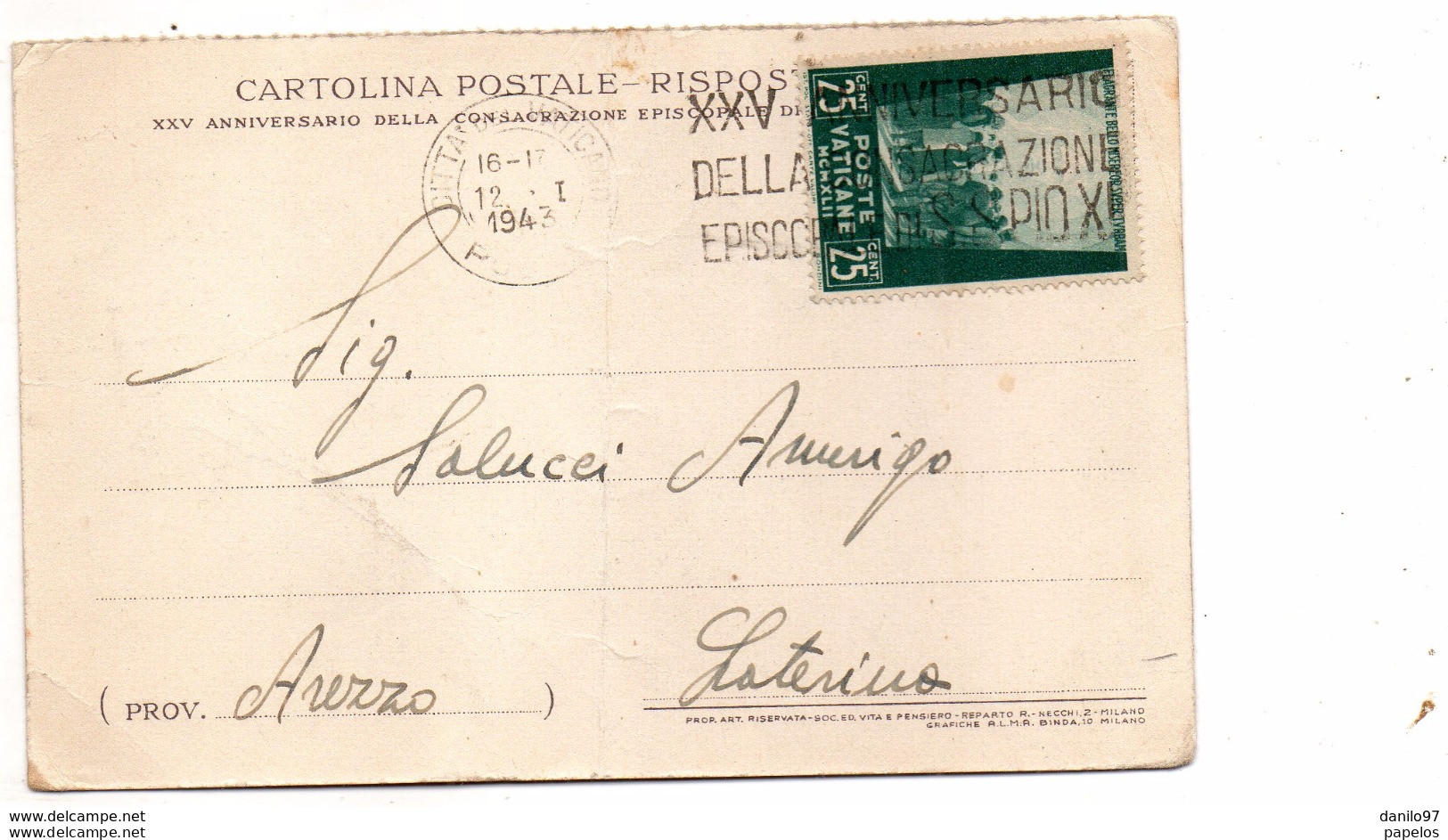 1943  CARTOLINA - Cartas & Documentos