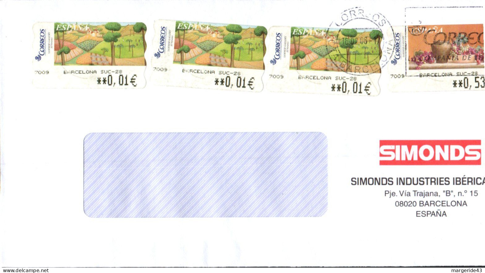 ESPAGNE AFFRANCHISSEMENT COMPOSE SUR LETTRE POUR LA FRANCE 2006 - Storia Postale