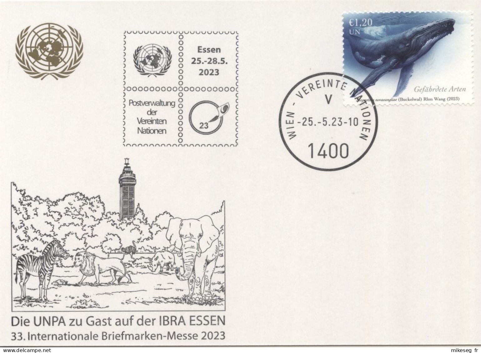 ONU Vienne 2023  - White Card Die UNPA Zu Gast Auf Der IBRA ESSEN - Maximumkaarten
