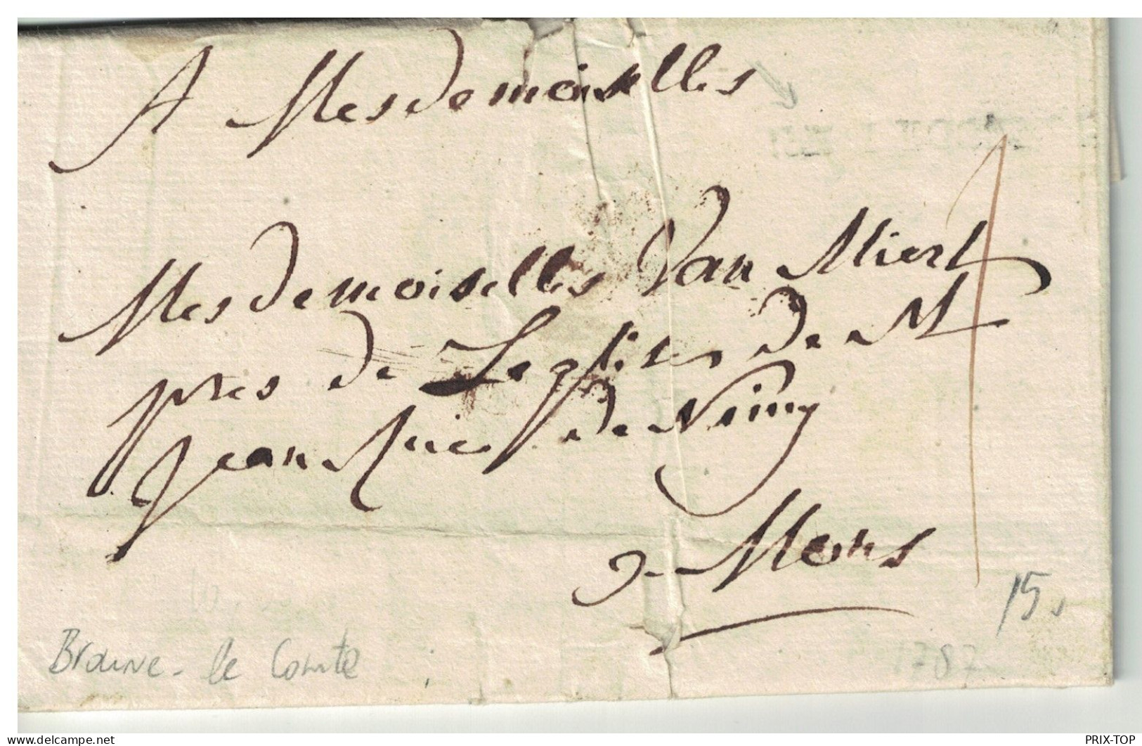 LAC Daté De Braine Le Comte 1787 Griffe Bergen ? Port 1 > Mons - 1714-1794 (Paises Bajos Austriacos)