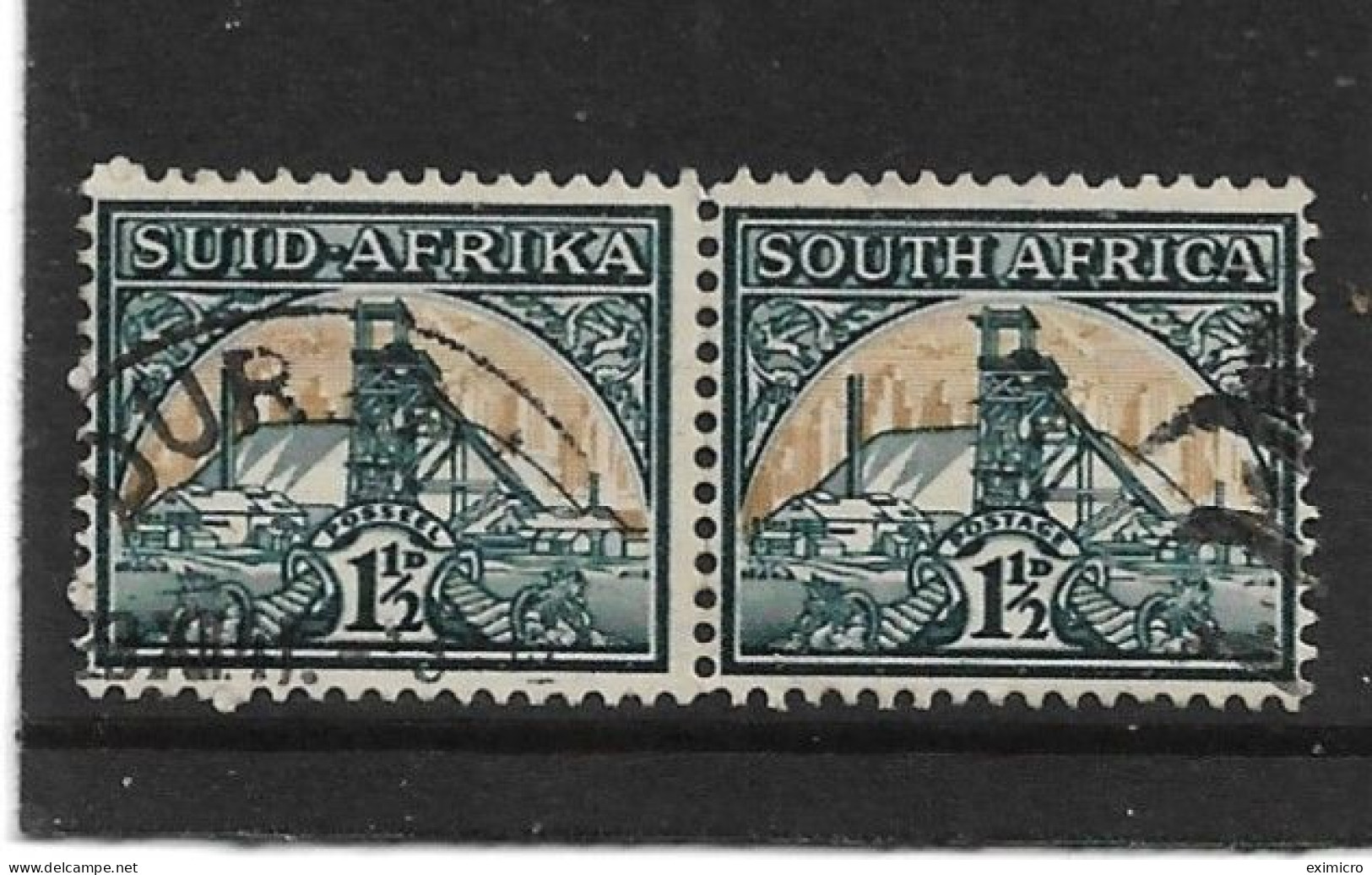 SOUTH AFRICA 1940 1½d BLUE - GREEN AND DULL GOLD SG 57e FINE USED Cat £4 - Used Stamps