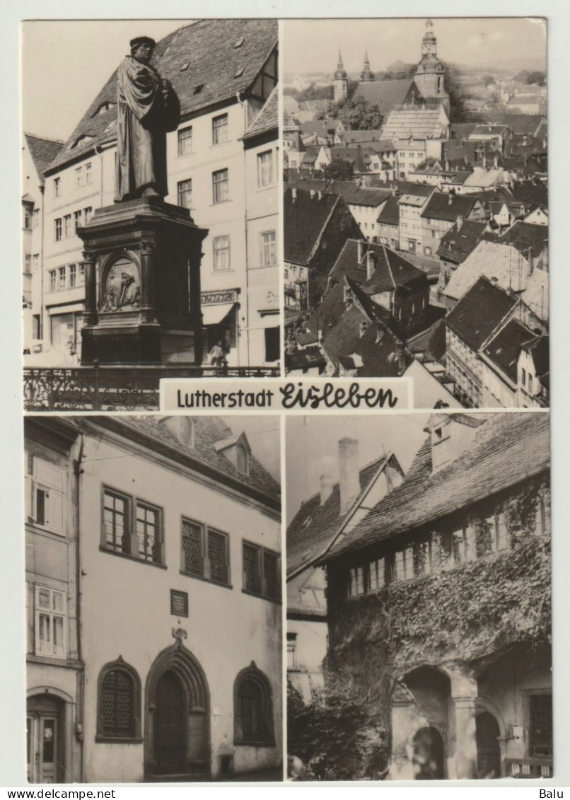 MBK S/w Lutherstadt Eisleben Lutherdenkmal Sterbehaus Geburtshaus 1969. Postalisch Gelaufen. 3 Scans - Eisleben