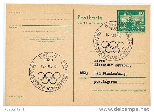 OLYMPISCHE WINTERSPIELE 1980 Auf  DDR  Postkarte P 79 - Hiver 1980: Lake Placid