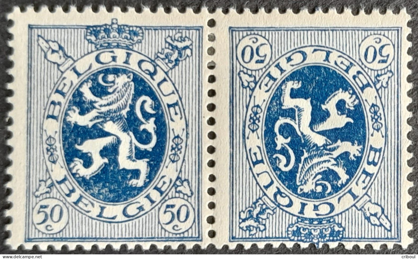 Belgique Belgium 1929 TETE BECHE Lion Héraldique Armoiries Arms Yvert 285a * MH - Neufs