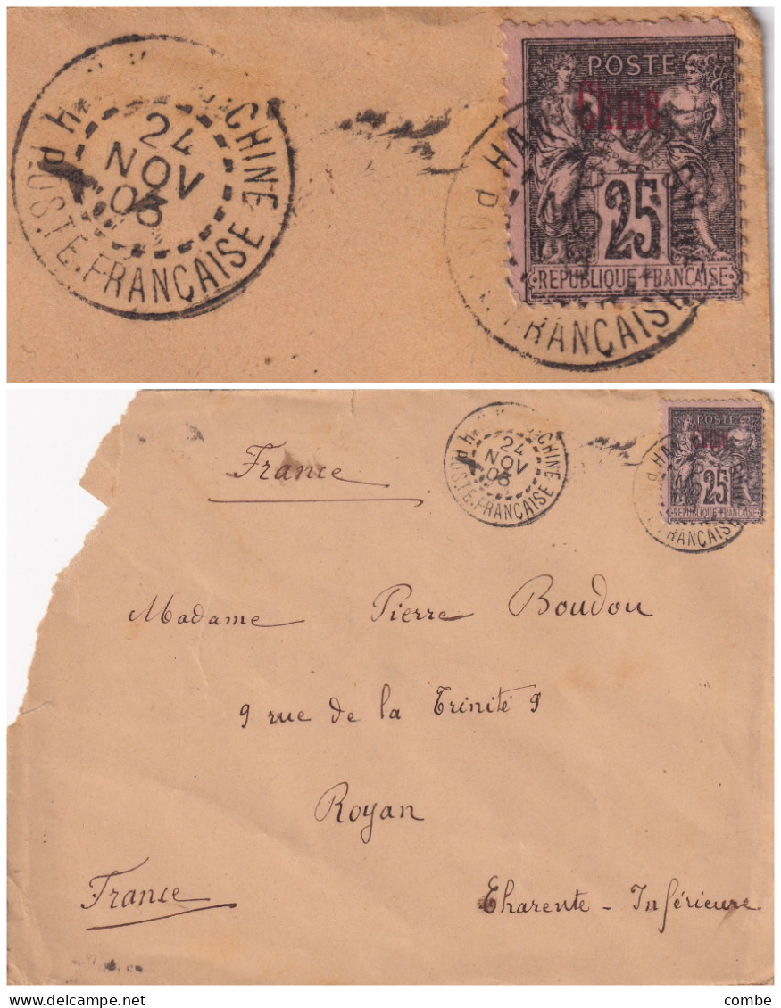 LETTRE. CHINE. COVER CHINA. 24 NOV 1903. HAN-KEOU. POSTE FRANCAISE CHINE. Yv N° 8. POUR FRANCE - Covers & Documents