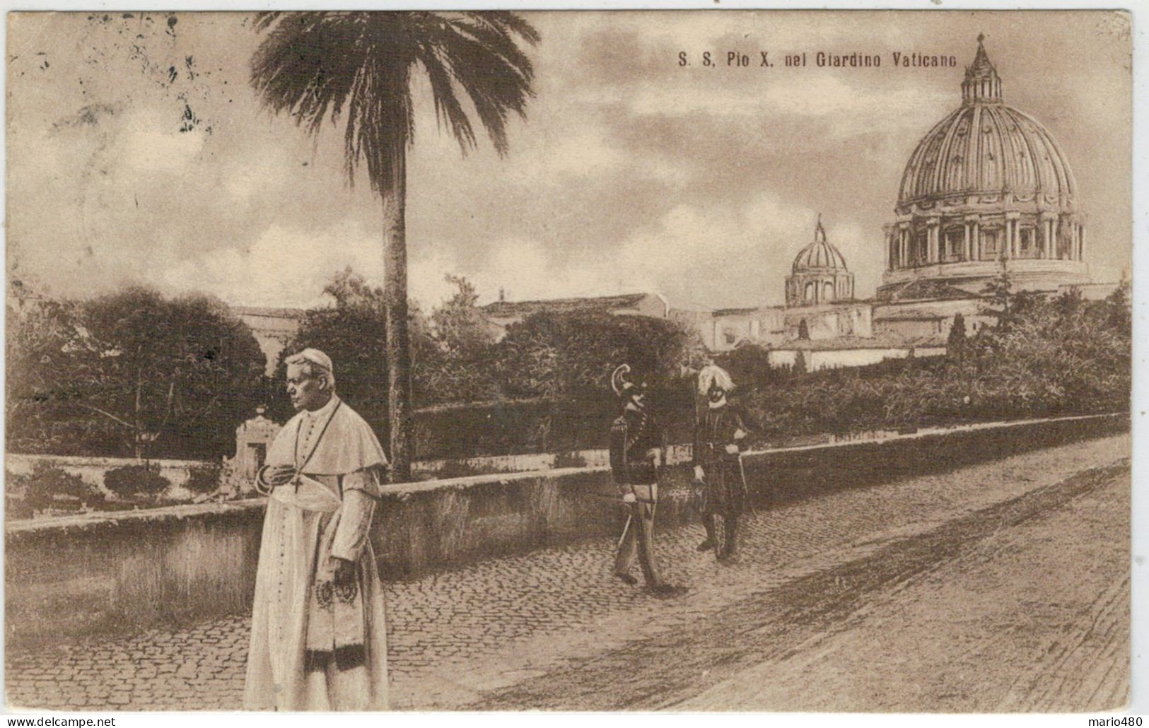 S.S.  PIO  X  NEL  GIARDINO   VATICANO        (VIAGGIATA) - Vaticano