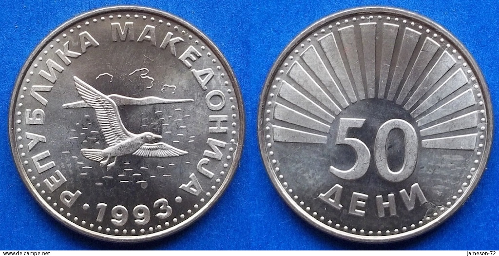 MACEDONIA - 50 Deni 1993 "Black-headed Gull" KM# 1 Republic (1991) - Edelweiss Coins - Noord-Macedonië