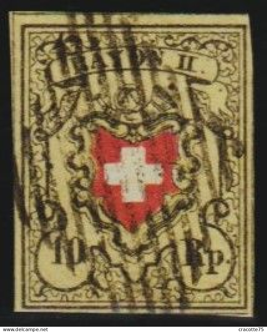 SUISSE - Postes Fédérales. N° 15 - Rayon II. 1850 . Signé BRUN. - 1843-1852 Kantonalmarken Und Bundesmarken
