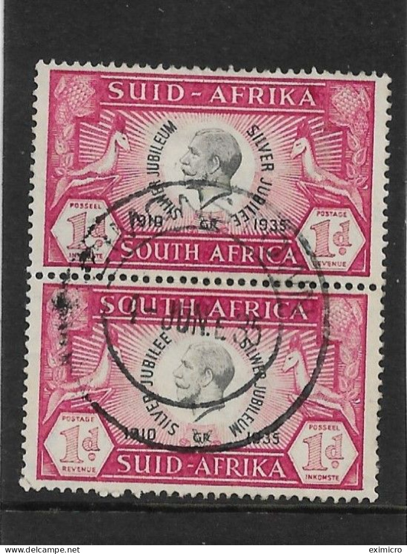 SOUTH AFRICA 1935 1d SILVER JUBILEE FINE USED VERTICAL PAIR SG 66 - Used Stamps