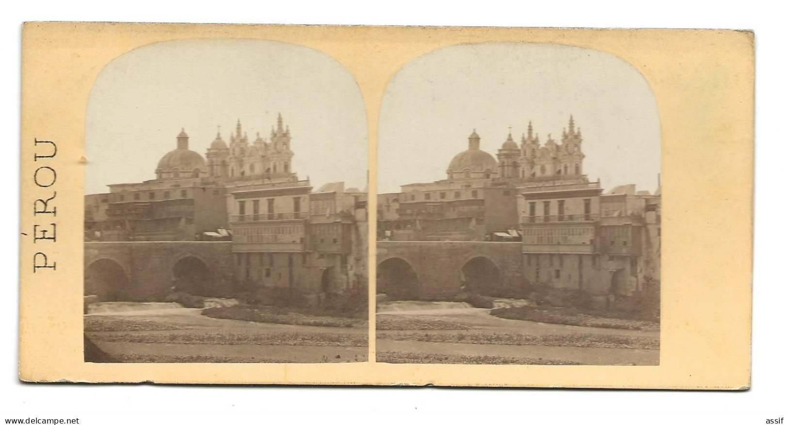 Pérou Peru Photographie Stéréo 1864 Vue Générale N° 16  Le Pont De Lima - El Puente - Photos Stéréoscopiques